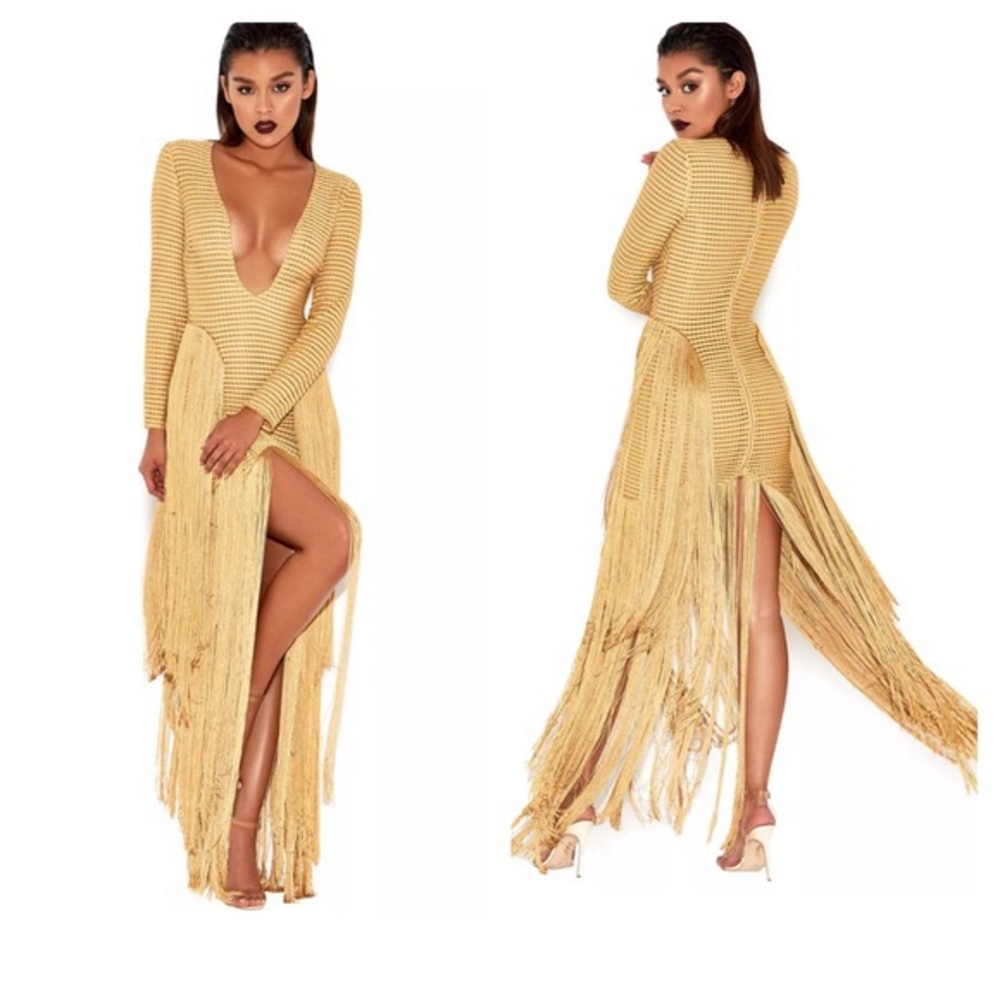 House of CB ‘Dakota’ gold fringe dress